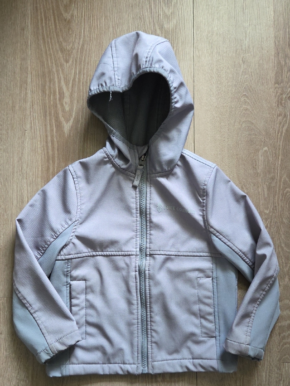 Free Country Kids Light Gray Hooded Softshell Raincoat